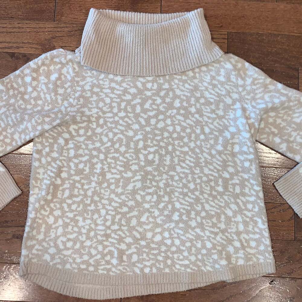 Rachel Zoe Leopard Print Cowl Neck Fuzzy Sweater